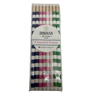 Donovan Designs Striped Pencils 8 Count Assorted Colors Stationery School Supply